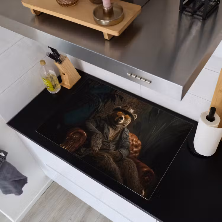 Beer - Bruin - Pak - Hoed Inductie beschemer met haakjes klein -sfeer1