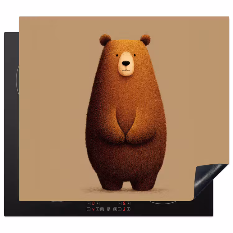 Beer - Minimalistisch - Bruin Inductie beschermer vinyl 3mm middel -3d