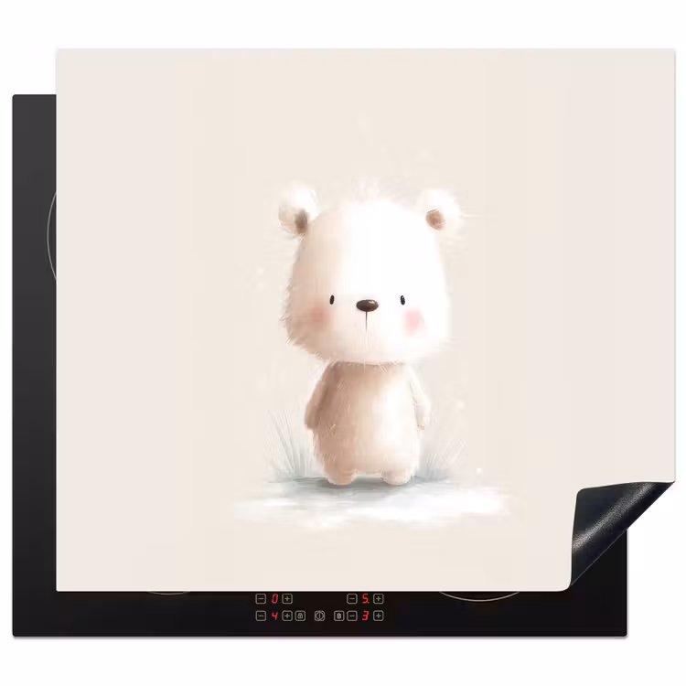 Beertje - Sneeuwvlokje - Wit - Pluizig Inductie beschermer vinyl 3mm middel -3d