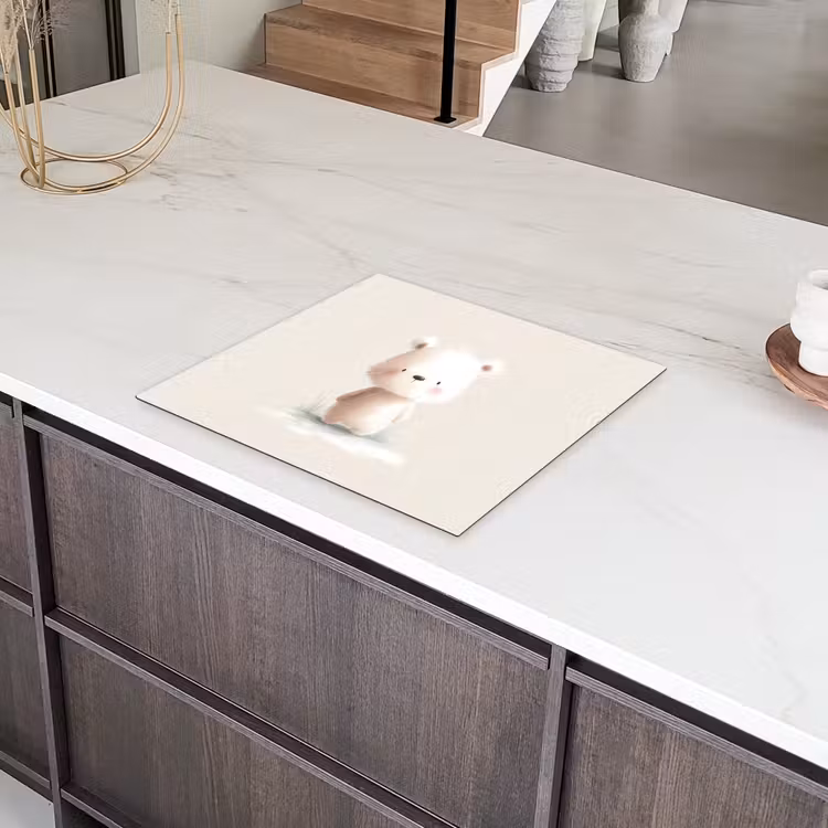 Beertje - Sneeuwvlokje - Wit - Pluizig Inductie beschermer vinyl 3mm middel -sfeer8