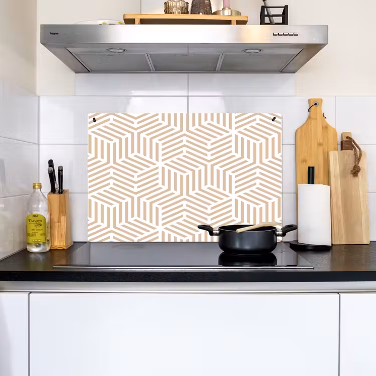 Beige - Geometrie - Patronen - Abstract Inductie beschemer met haakjes klein 777 -sfeer2