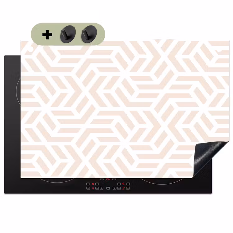 Beige - Geometrie - Patronen - Abstract Inductie beschemer met haakjes klein 777 -3d