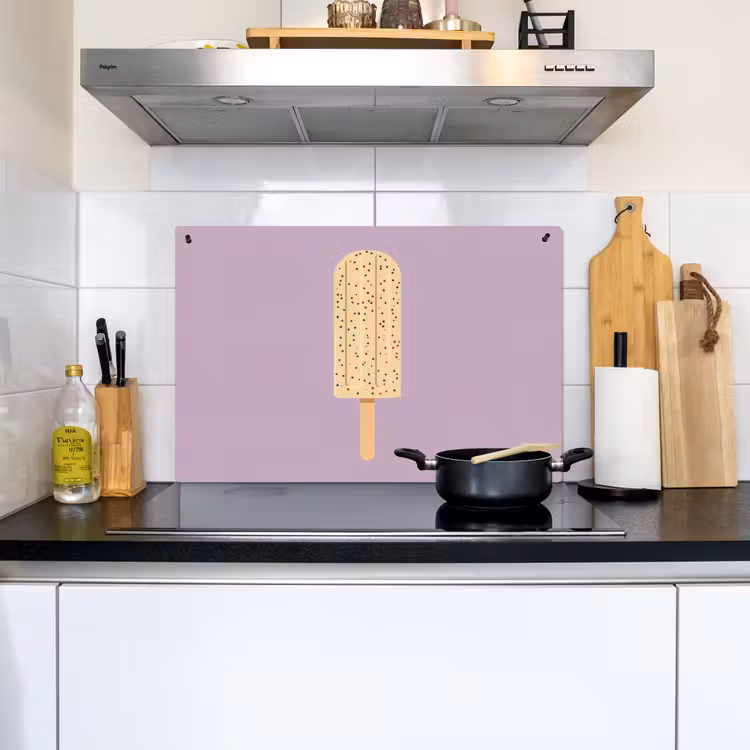 Beige - Ijsje - Spikkels Inductie beschemer met haakjes klein -sfeer2
