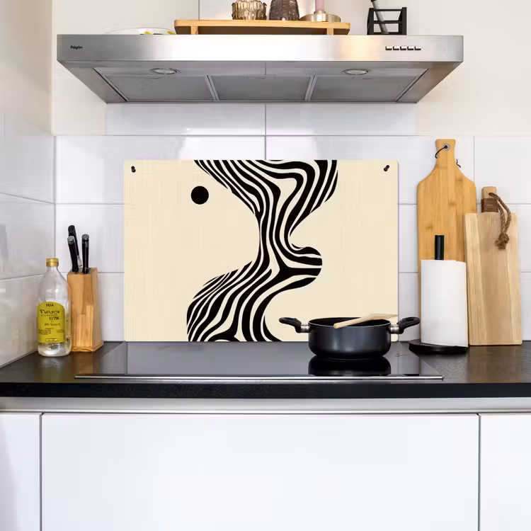 Beige - Lijnen - Golvend - Abstract Inductie beschemer met haakjes klein -sfeer2