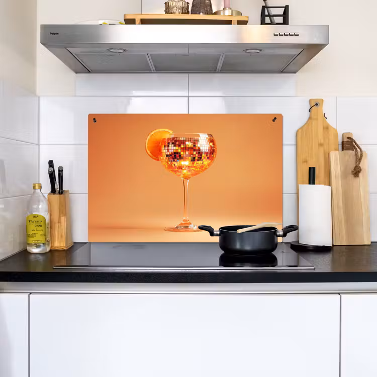 Drank - Oranje - Glitter - Disco Inductie beschemer met haakjes klein -sfeer2