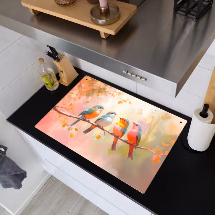 Vogels - Kleurrijk - Tak Inductie beschemer met haakjes klein -sfeer1