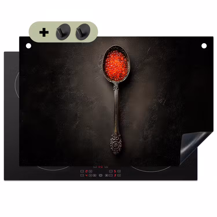 Zwart - Lepel - Caviar Inductie beschemer met haakjes klein -3d