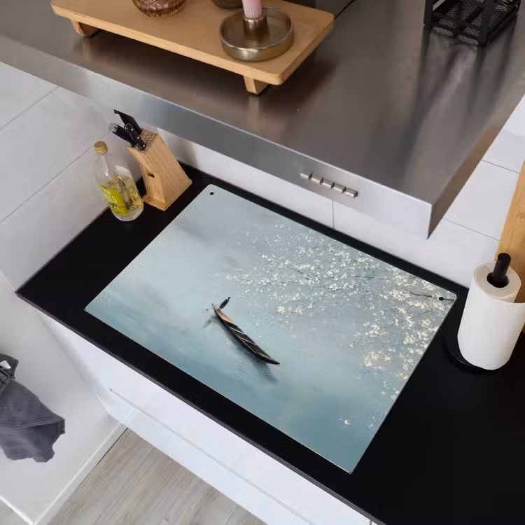 Bloesems - Minimalistisch - Wateroppervlak - Boot Inductie beschemer met haakjes klein -sfeer1