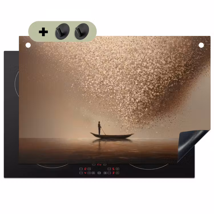 Bootje - Blaadjes - Goud - Water Inductie beschemer met haakjes klein -3d