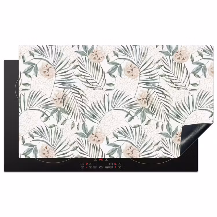 Bohemian - Bladeren - Bloemen - Tropisch Inductie beschermer vinyl 3mm groot -3d