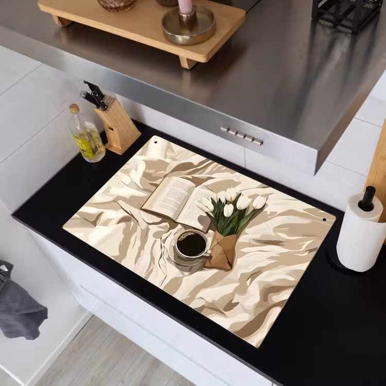 Boek - Illustratie - Tulpen - Koffie Inductie beschemer met haakjes klein -sfeer1