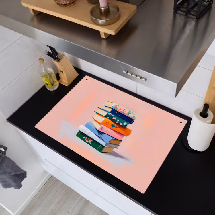 Boeken - Stapel - Kleurrijk Inductie beschemer met haakjes klein -sfeer1