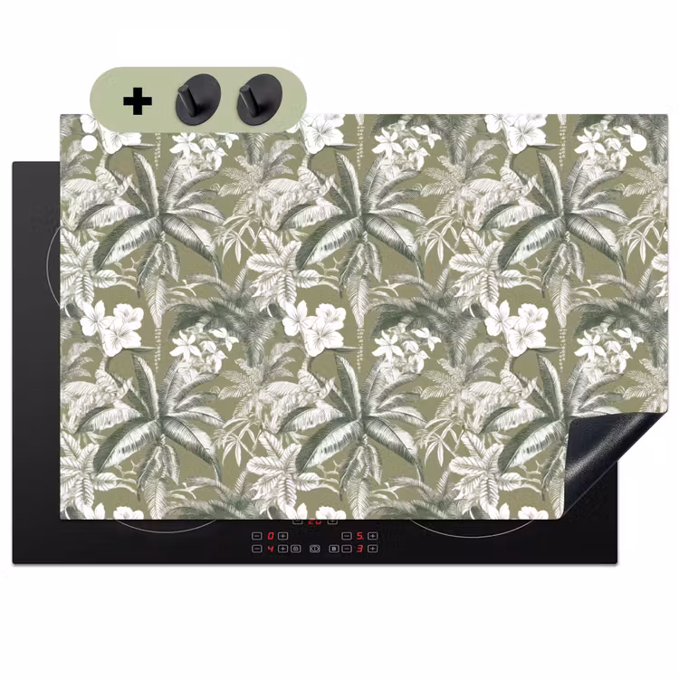 Botanisch - Bloemen - Groen Inductie beschemer met haakjes klein 777 -3d
