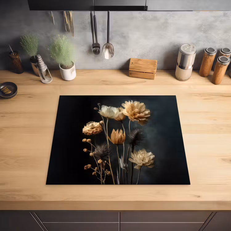 Boeket - Bloemen - Licht - Zwart Inductie beschermer vinyl 3mm middel -sfeer5