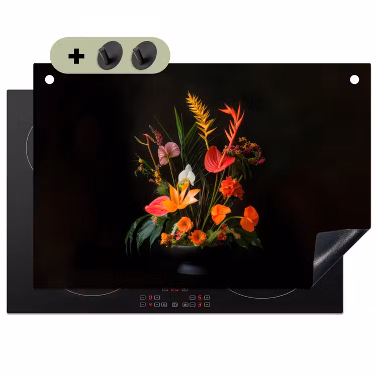 Schaal - Boeket - Bloemen Inductie beschemer met haakjes klein -3d