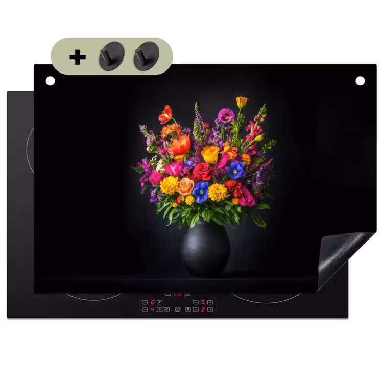 Felgekleurd - Bloemen - Vaas Inductie beschemer met haakjes klein -3d