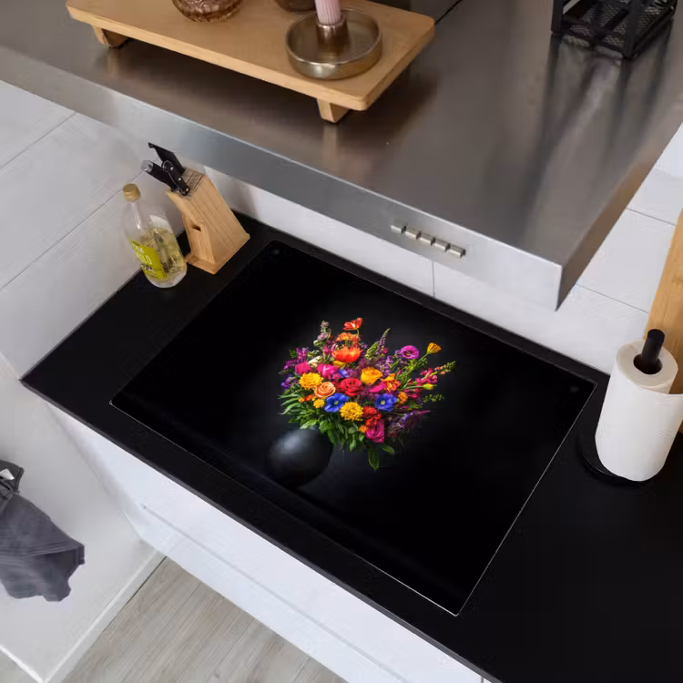 Felgekleurd - Bloemen - Vaas Inductie beschemer met haakjes klein -sfeer1