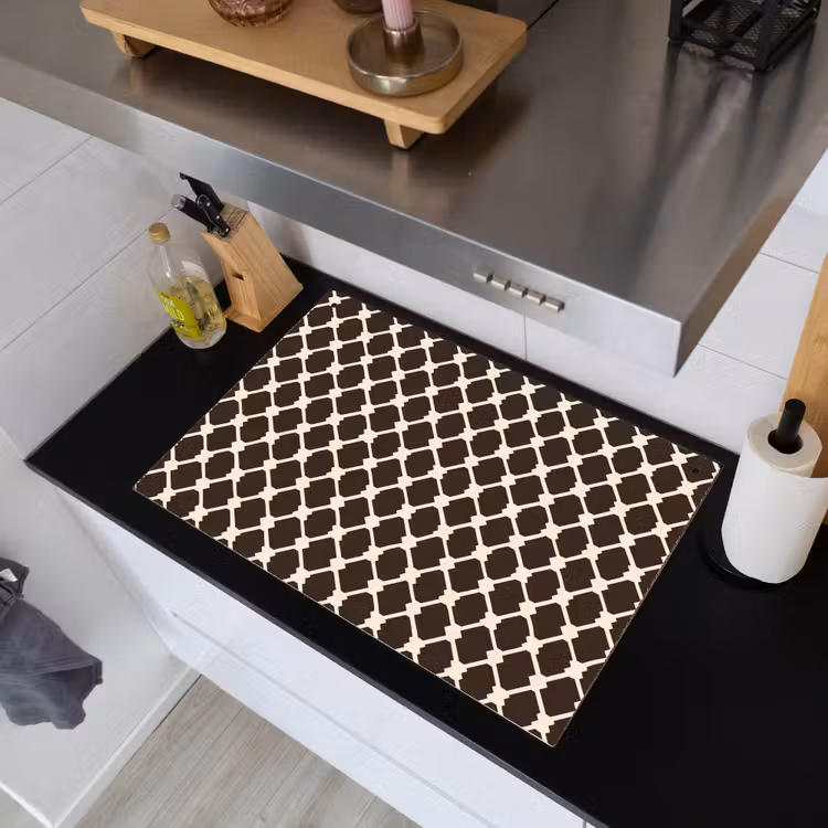 Bruin - Ruitpatroon - Geometrisch Inductie beschemer met haakjes klein 777 -sfeer1