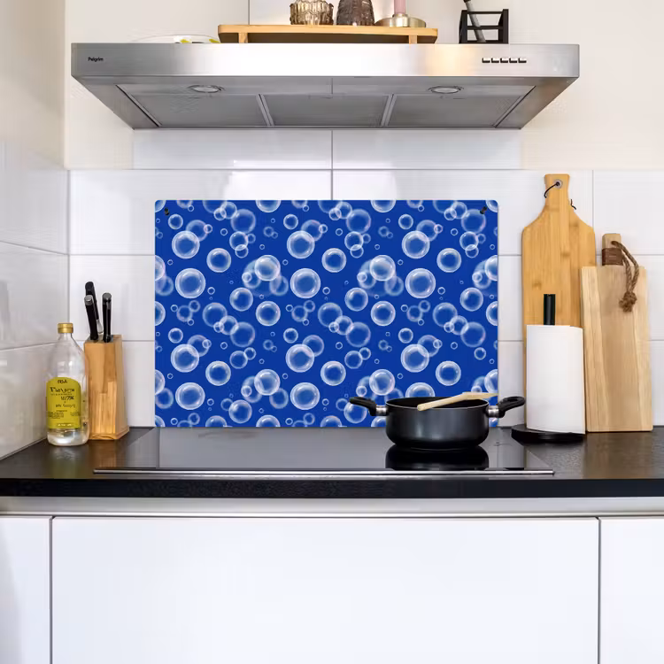 Bubbels - Patroon - Blauw Inductie beschemer met haakjes klein -sfeer2