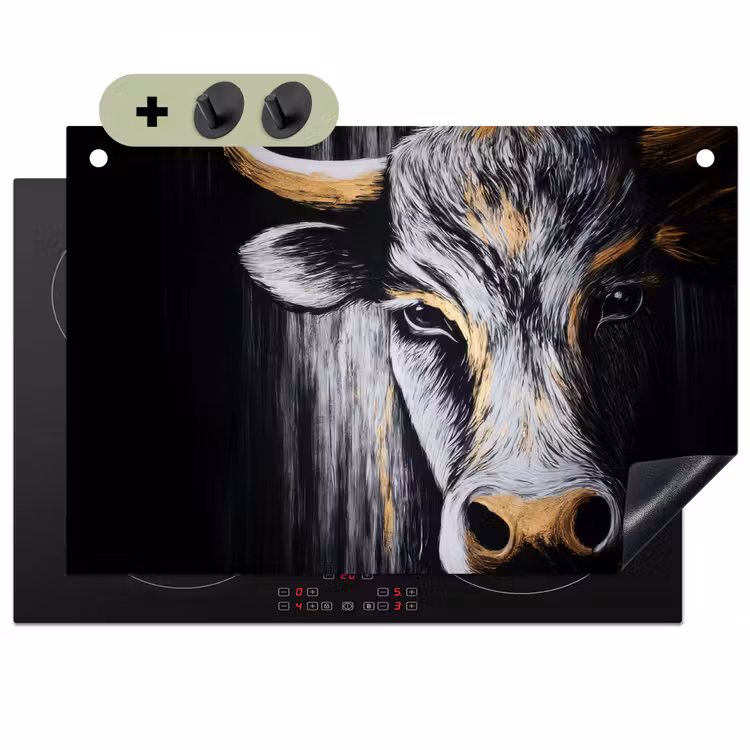 Stier - Hoorns - Snuit - Goud Inductie beschemer met haakjes klein -3d