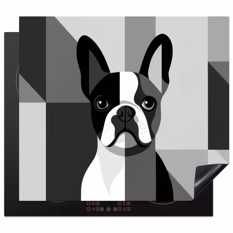 Buldog - Zwart - Abstract - Vlakken Inductie beschermer vinyl 3mm middel -3d