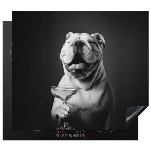Buldog - Hond - Glas Inductie beschermer vinyl 3mm middel -3d