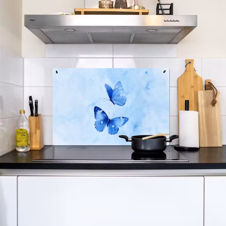 Vlinders - Sierlijk - Blauw Inductie beschemer met haakjes klein -sfeer2