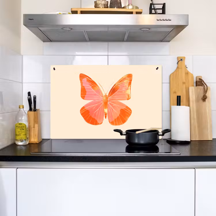 Vlinder - Minimalistisch - Roze Inductie beschemer met haakjes klein -sfeer2
