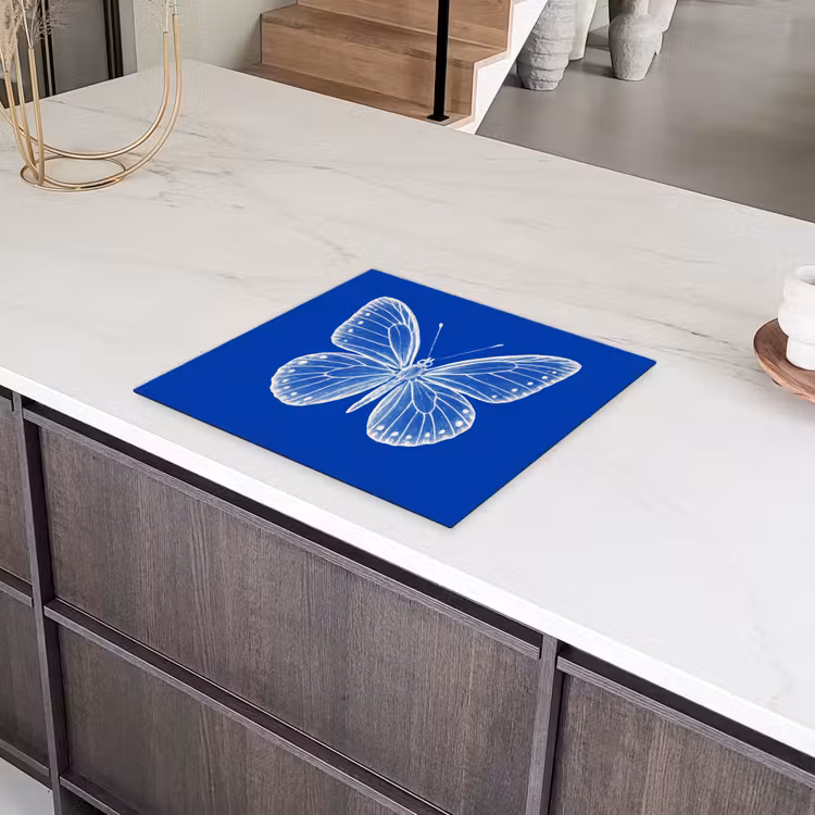 Vlinder - Wit - Getekend - Stippen Inductie beschermer vinyl 3mm middel -sfeer8