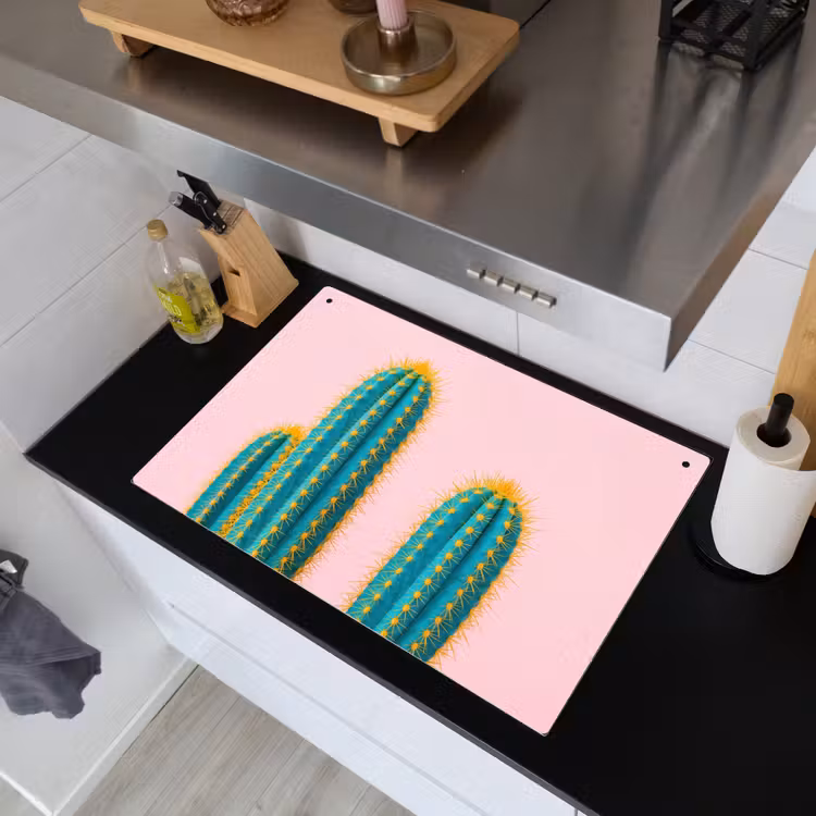 Cactussen - Modern - Pastel Inductie beschemer met haakjes klein -sfeer1