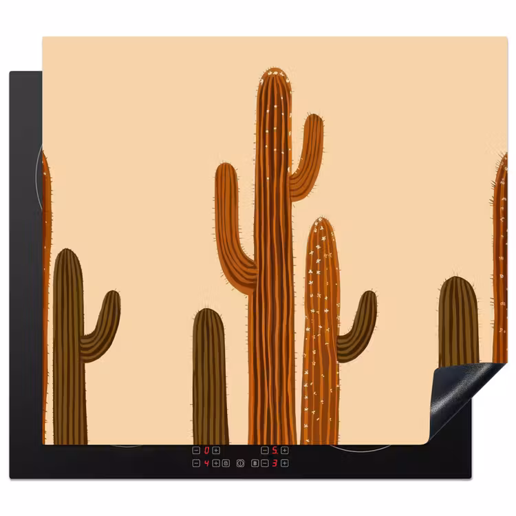 Cactus - Woestijn - Zand - Bruin Inductie beschermer vinyl 3mm middel -3d