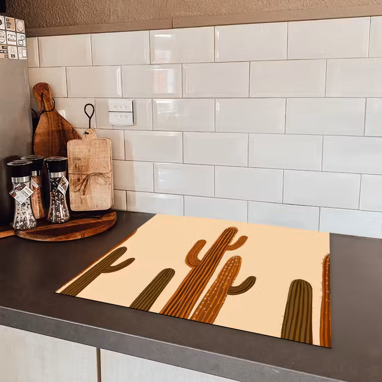 Cactus - Woestijn - Zand - Bruin Inductie beschermer vinyl 3mm middel -sfeer3