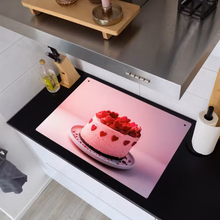 Taart - Hart - Roze Inductie beschemer met haakjes klein -sfeer1