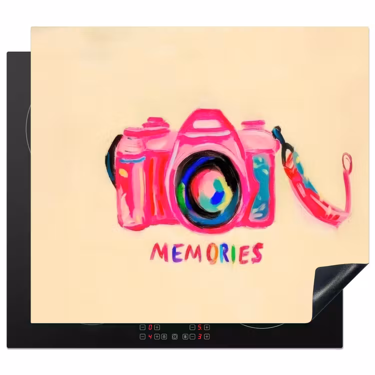 Camera - Memories - Roze - Geschilderd Inductie beschermer vinyl 3mm middel -3d