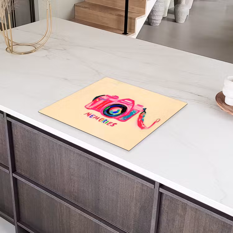 Camera - Memories - Roze - Geschilderd Inductie beschermer vinyl 3mm middel -sfeer8