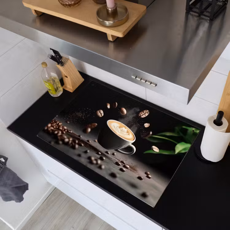 Cappuccino - Kop - Bonen - Bruin Inductie beschemer met haakjes klein -sfeer1