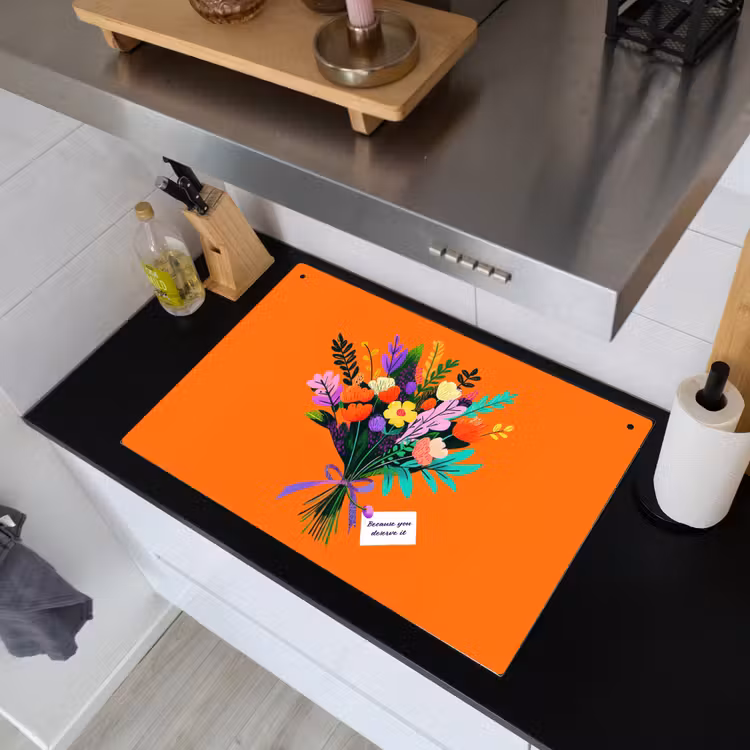 Kaartje - Boeket - Bloemen Inductie beschemer met haakjes klein -sfeer1