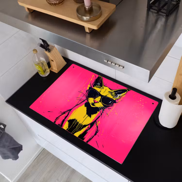 Kat - Art - Zonnebril - Roze Inductie beschemer met haakjes klein -sfeer1