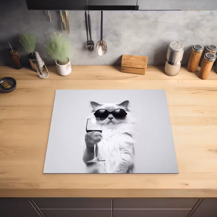 Kat - Zonnebril - Wijnglas - Langharig Inductie beschermer vinyl 3mm middel -sfeer5