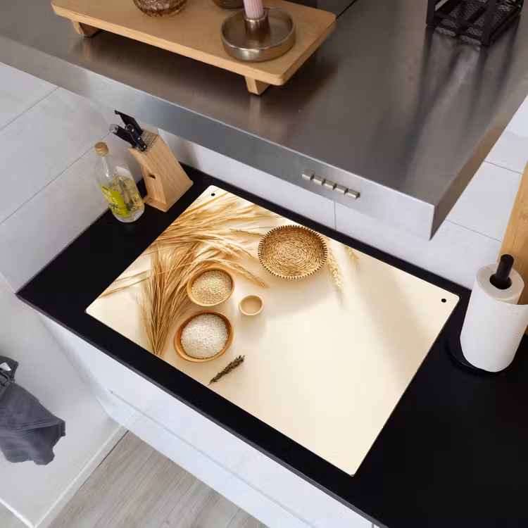 Granen - Hout - Kom - Beige Inductie beschemer met haakjes klein -sfeer1