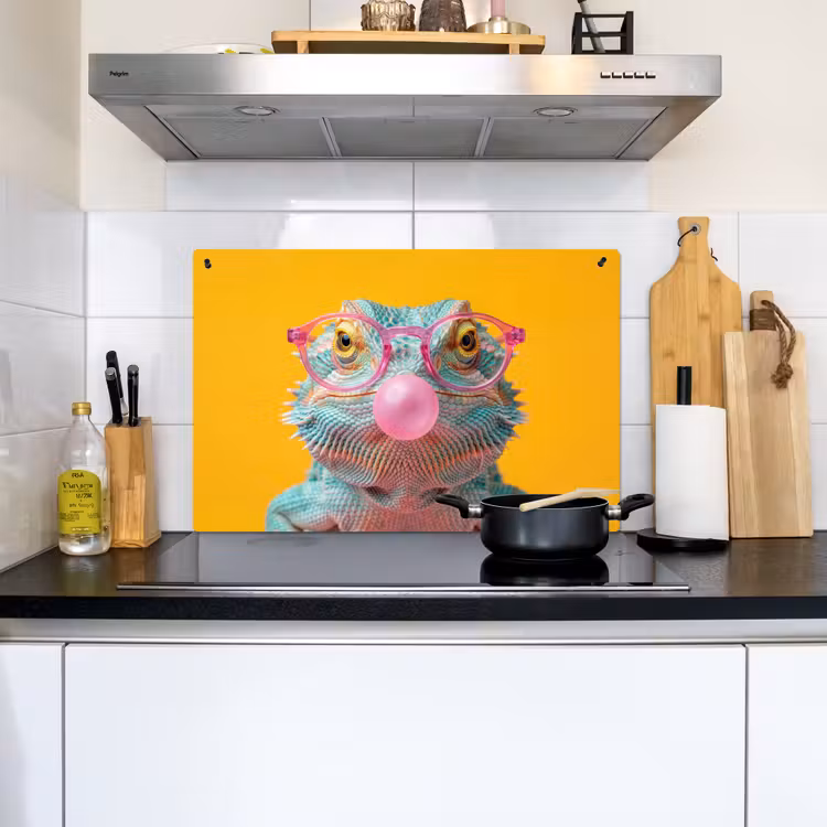Kameleon - Kauwgom - Kleurrijk Inductie beschemer met haakjes klein -sfeer2