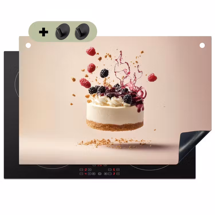 Cheesecake - Eten - Roze - Taart Inductie beschemer met haakjes klein -3d
