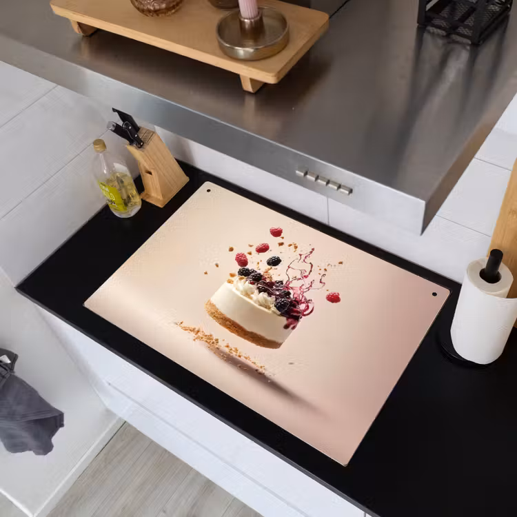 Cheesecake - Eten - Roze - Taart Inductie beschemer met haakjes klein -sfeer1