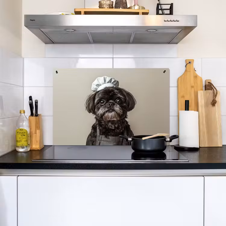 Kokskleding - Zwart - Hondje Inductie beschemer met haakjes klein -sfeer2