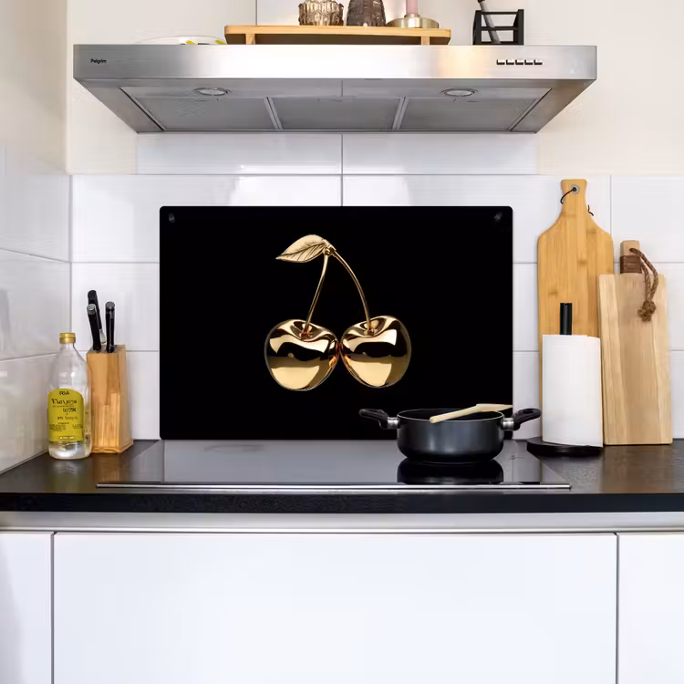 Kersen - Zwart - Goud - Chrome Inductie beschemer met haakjes klein -sfeer2