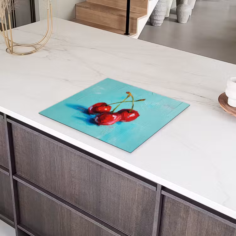 Kersen - Rood - Drie - Geverfd Inductie beschermer vinyl 3mm middel -sfeer8