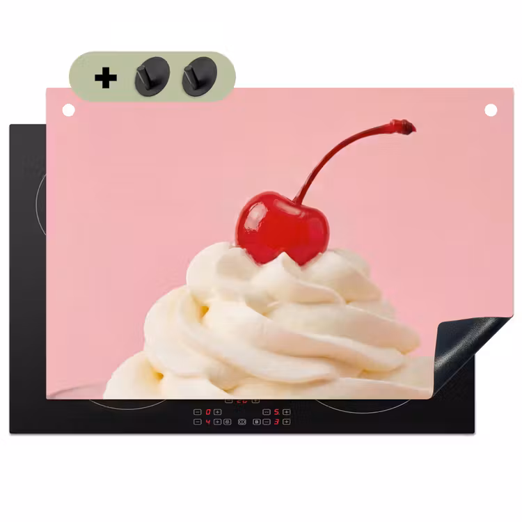 Kers - Slagroom - Roze Inductie beschemer met haakjes klein -3d