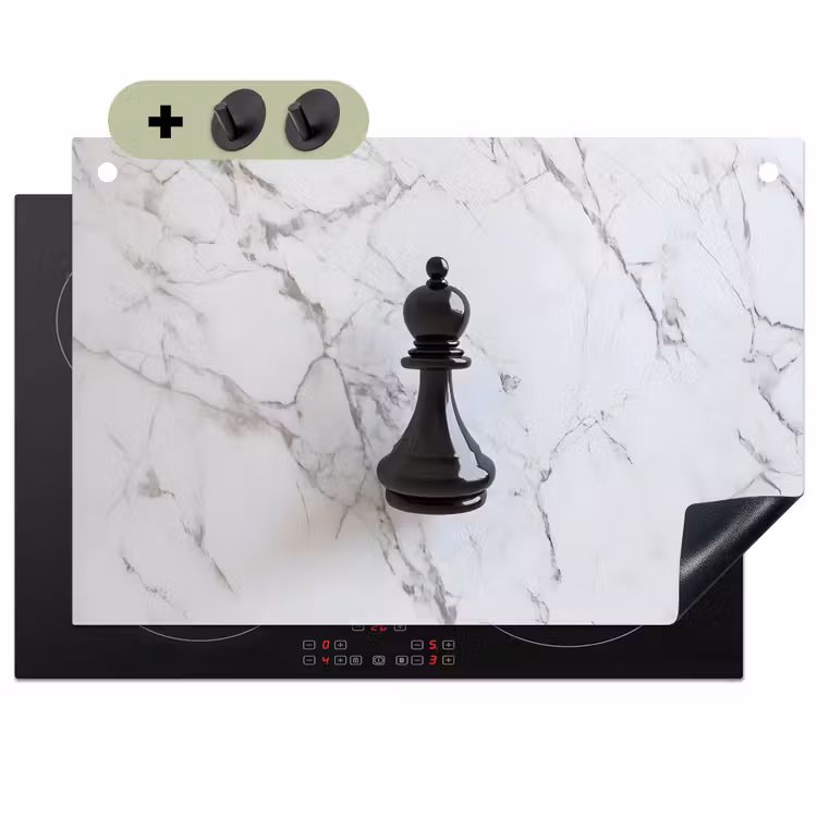 Schaakstuk - Loper - Zwart - Marmer Inductie beschemer met haakjes klein -3d
