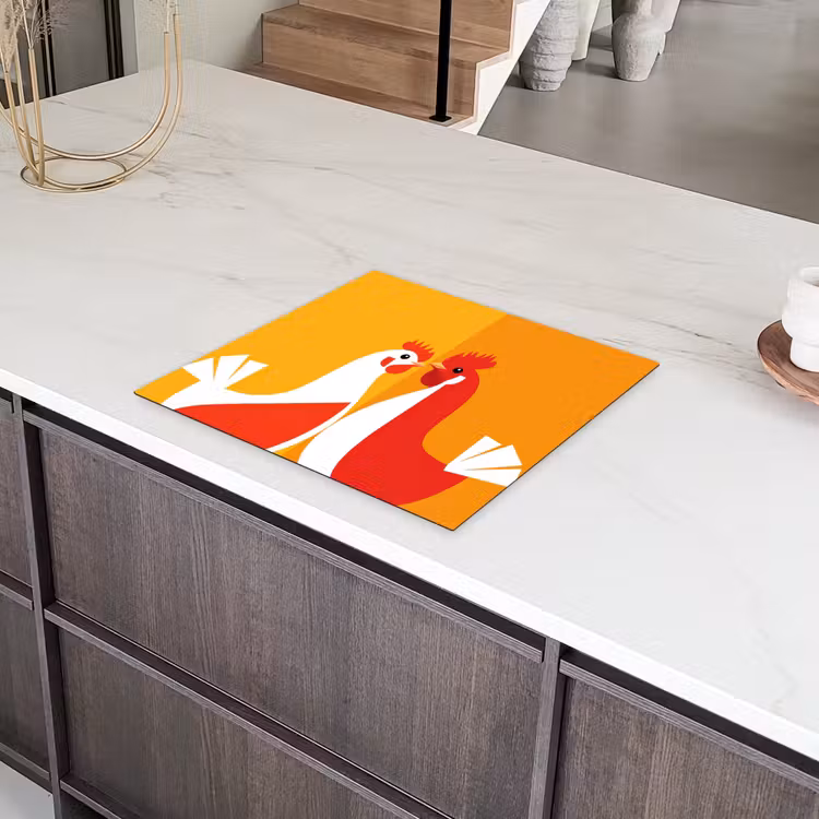 Kippen - Oranje - Vlakken Inductie beschermer vinyl 3mm middel -sfeer8
