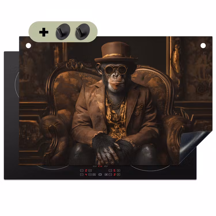 Chimpansee - Stoel - Pak - Bruin Inductie beschemer met haakjes klein -3d
